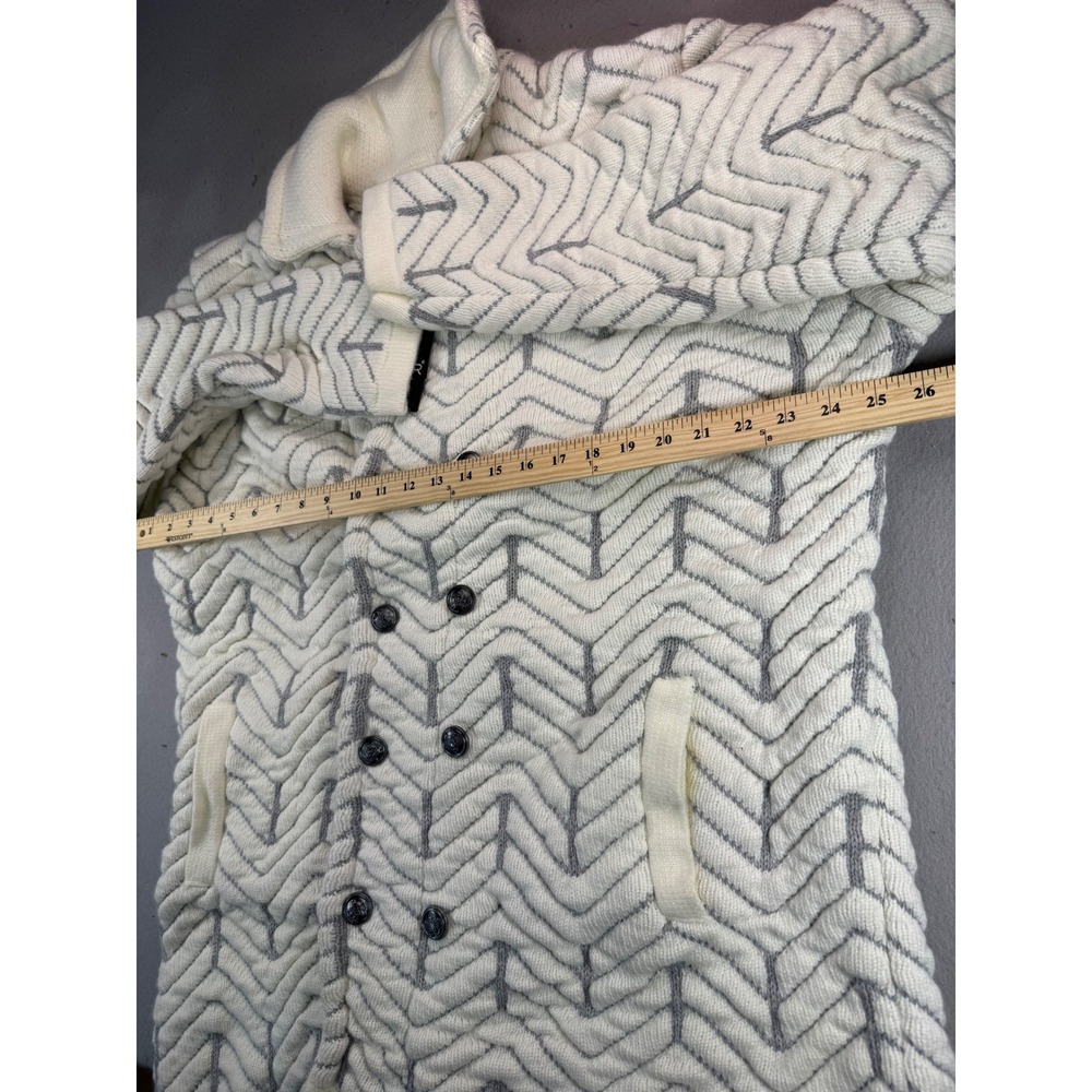 LCR Black Edition Mens 3XL Ecru Grey Chevron Knit Double Breasted Cardigan Coat - Picture 5 of 8